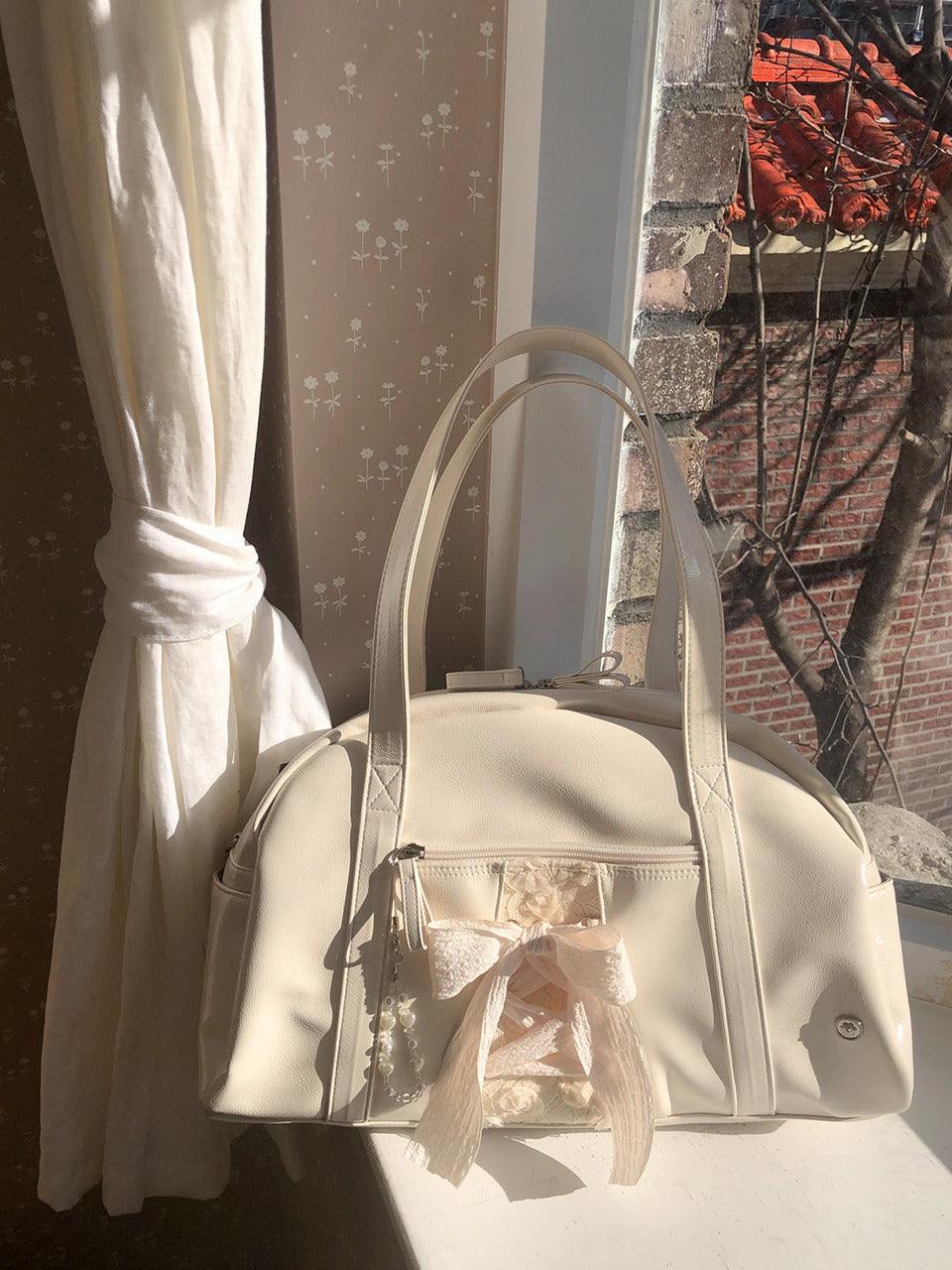 DAILY RIBBON GYM BAG_CREAM (Pre Order)