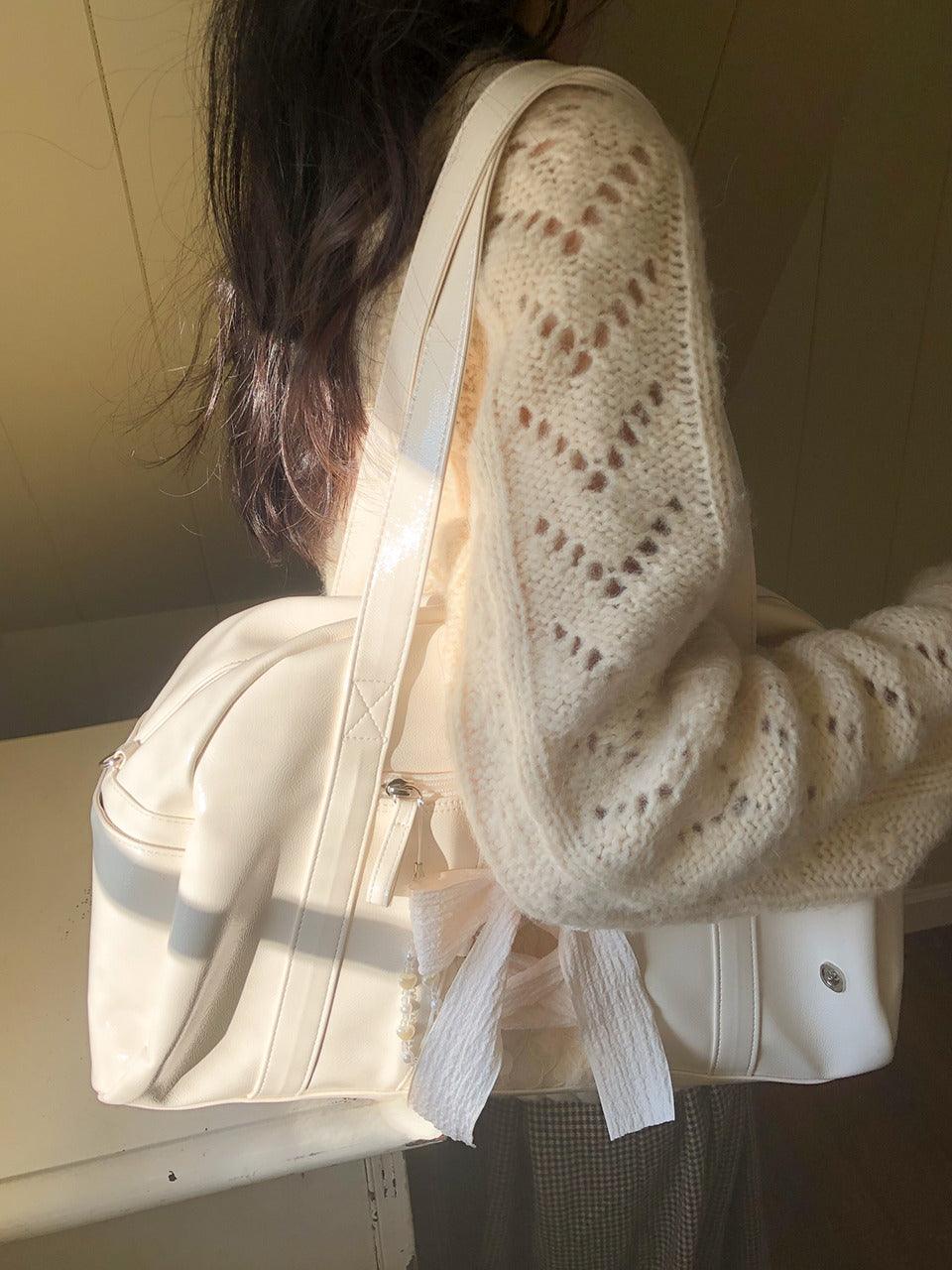 DAILY RIBBON GYM BAG_CREAM (Pre Order)