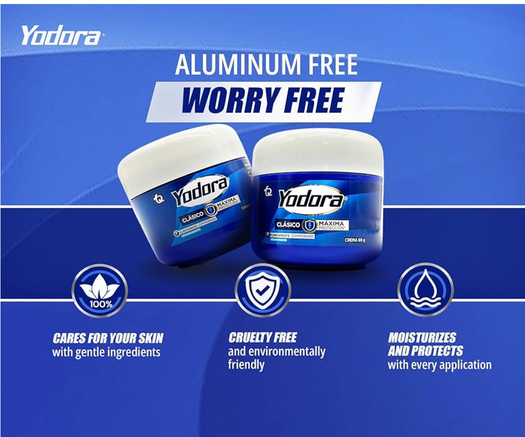 PACK OF 2-60gr Yahve - Yodora Clásico Cream Deodorant –