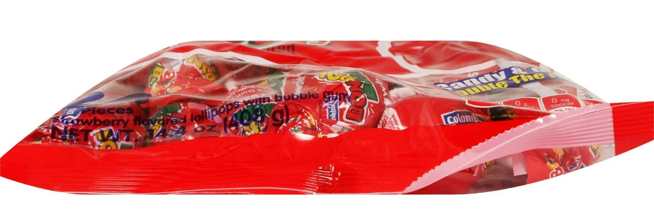 Colombina Bon Bon Bum Strawberry Bubble Gum Lollipops, 24 Count, 16.1 oz