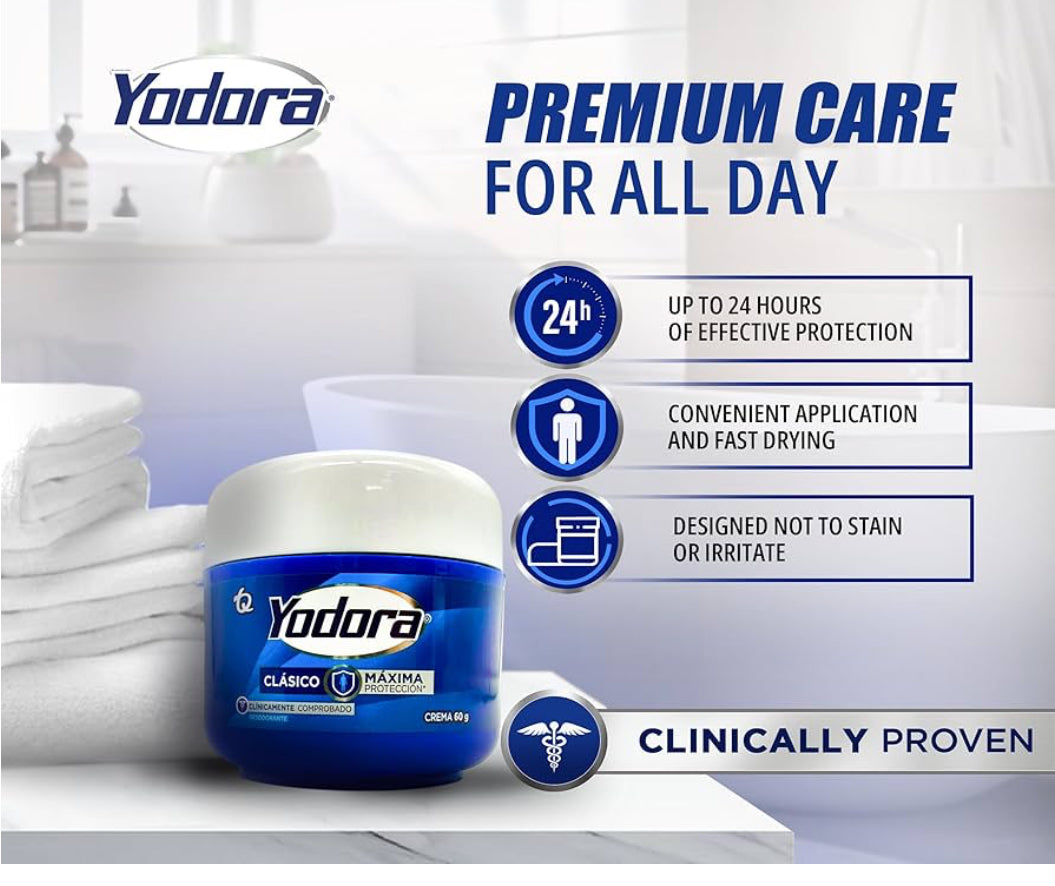 PACK OF 2-60gr Yahve - Yodora Clásico Cream Deodorant –