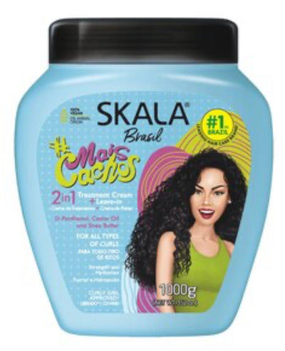 SKALA Mais Cachos 2-IN-1 Conditioning Treatment for hair type 3ABC | Cream | Cream To Comb | 35.2oz | BLUE