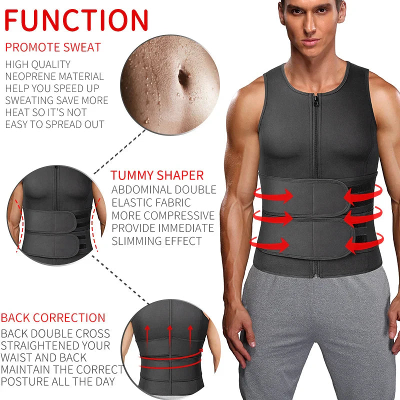 NNEOBA Men Sauna Waist Trainer Fitness Vest Body Shaper