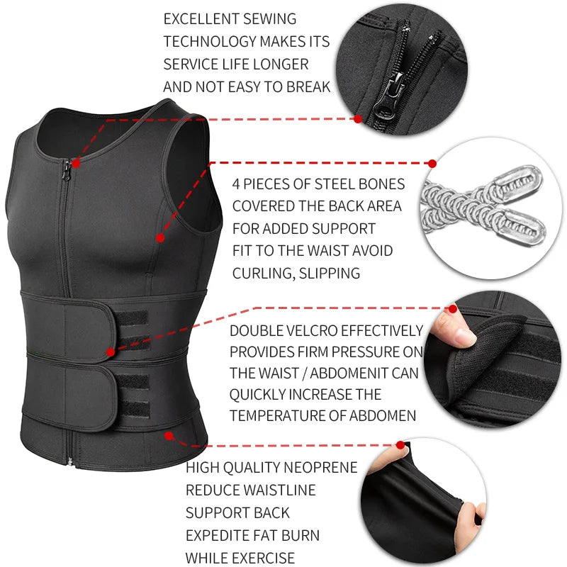 NNEOBA Men Sauna Waist Trainer Fitness Vest Body Shaper
