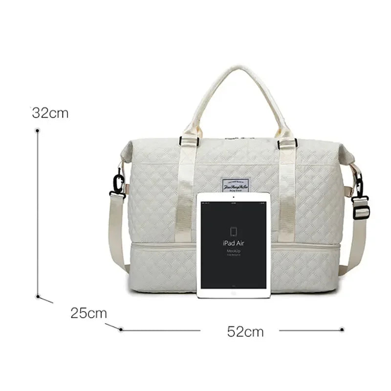 Duffle Gym Shoulder Lightweight Travel Bag (White)