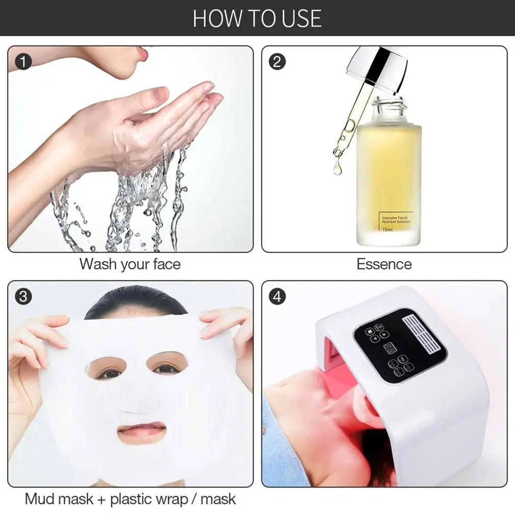 NNEOBA 7-Color LED Photon Heating Facial Mask for Home Skin Care